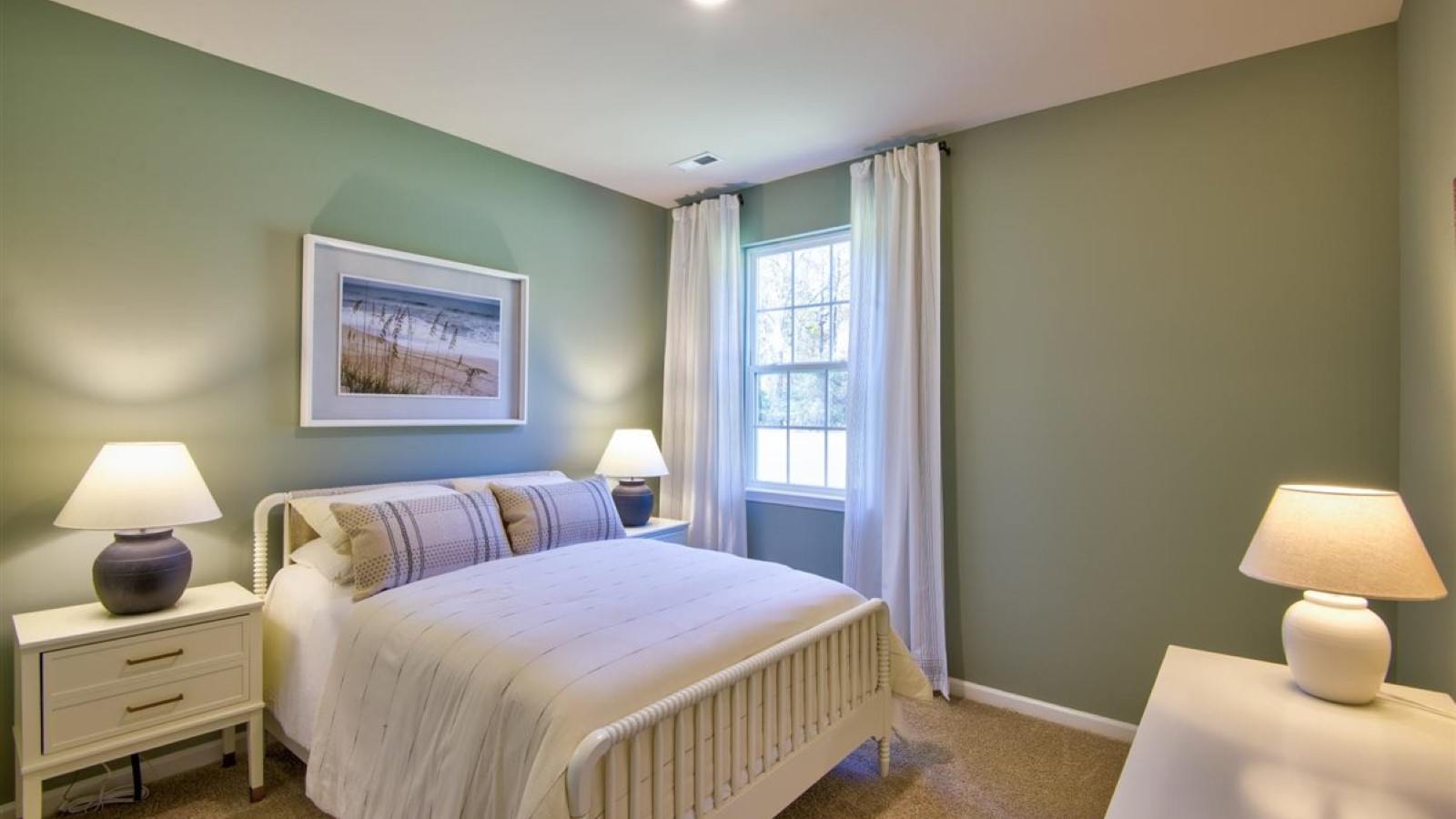 Bedroom with carpet flooring