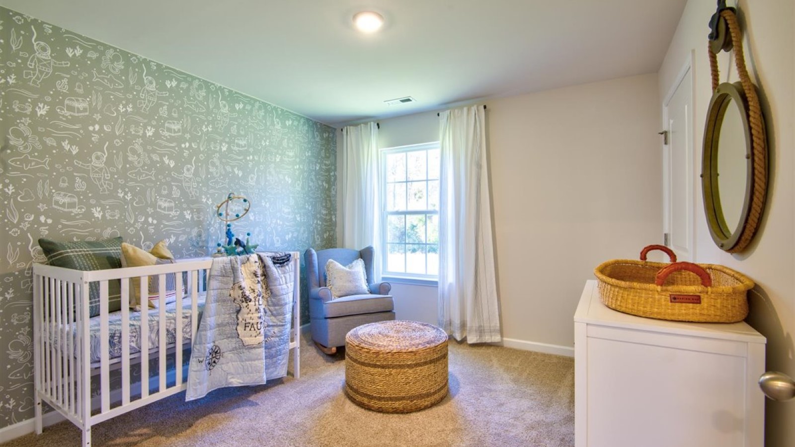 Bedroom with carpet flooring