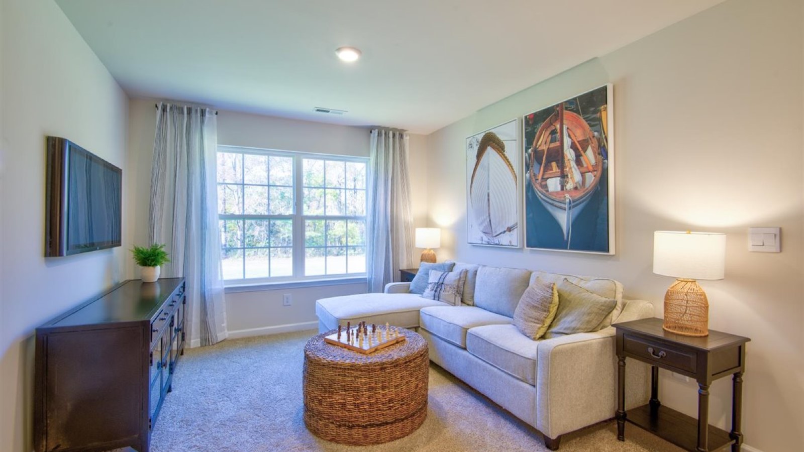 Loft with carpet flooring