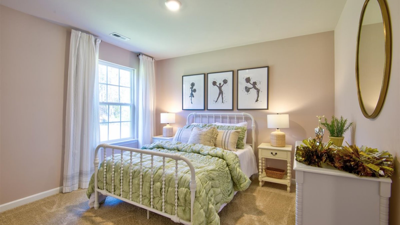 Bedroom with carpet flooring