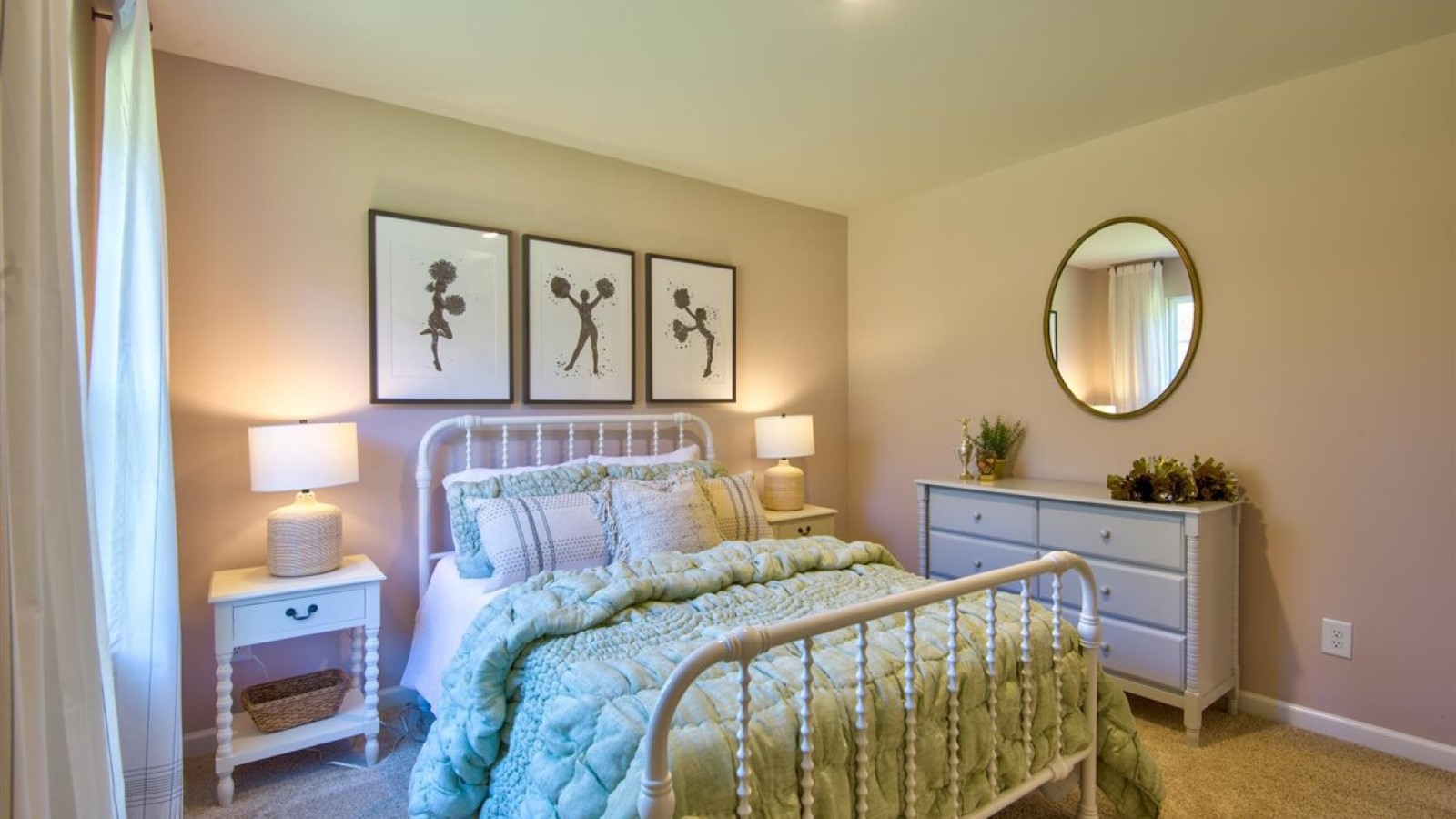 Bedroom with carpet flooring