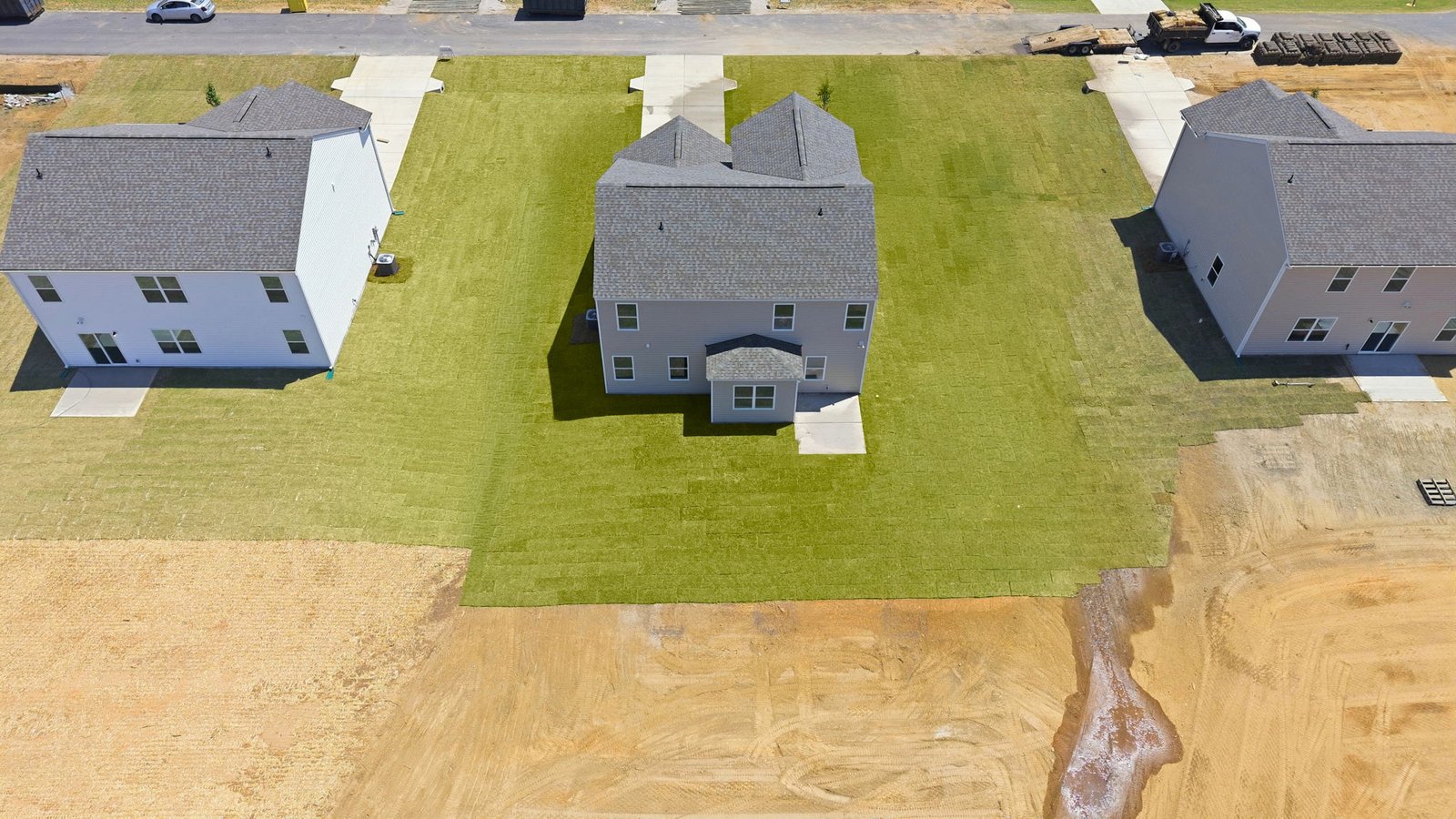 aerial view of home backyard