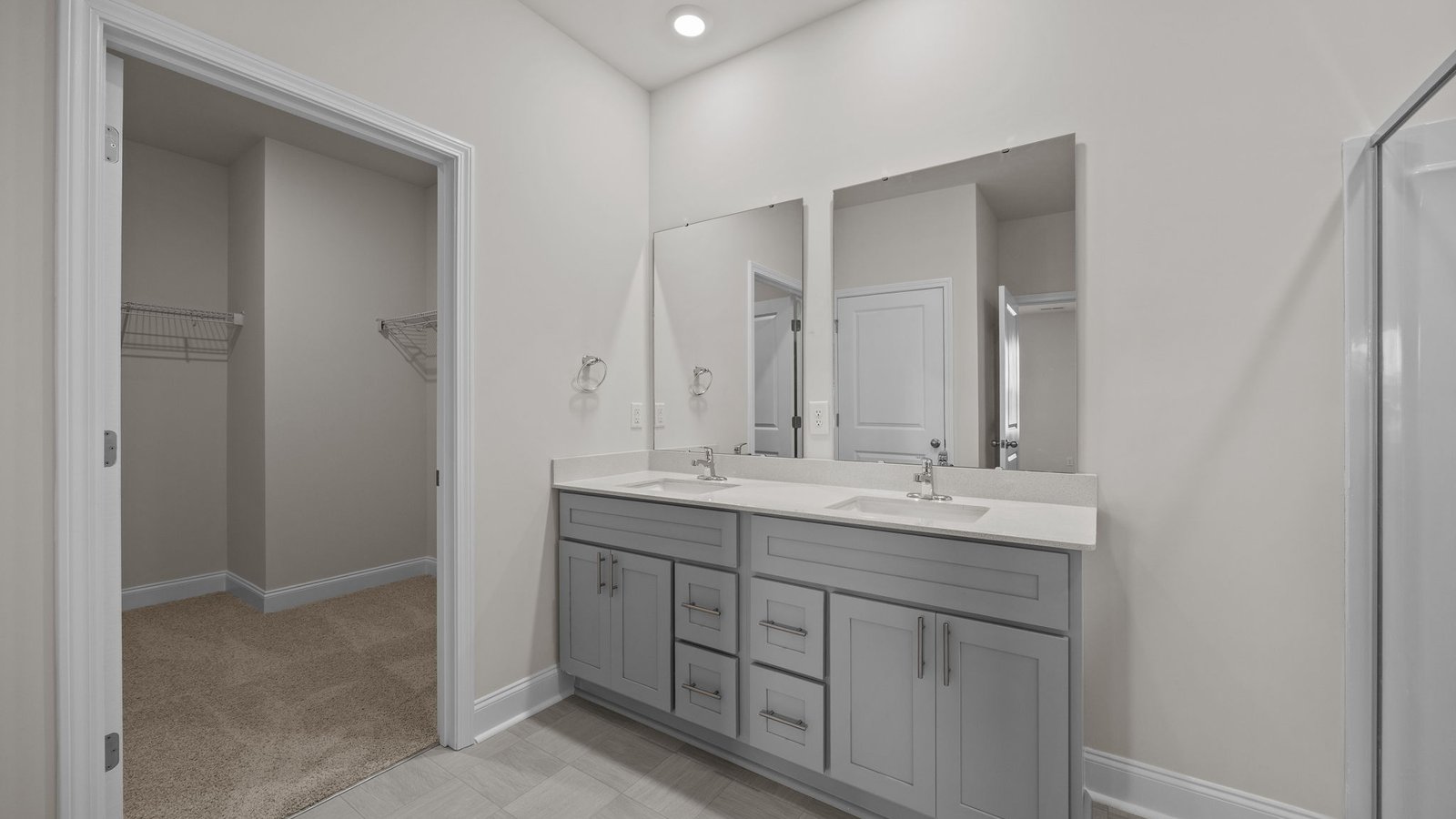 Primary bathroom with quartz counters