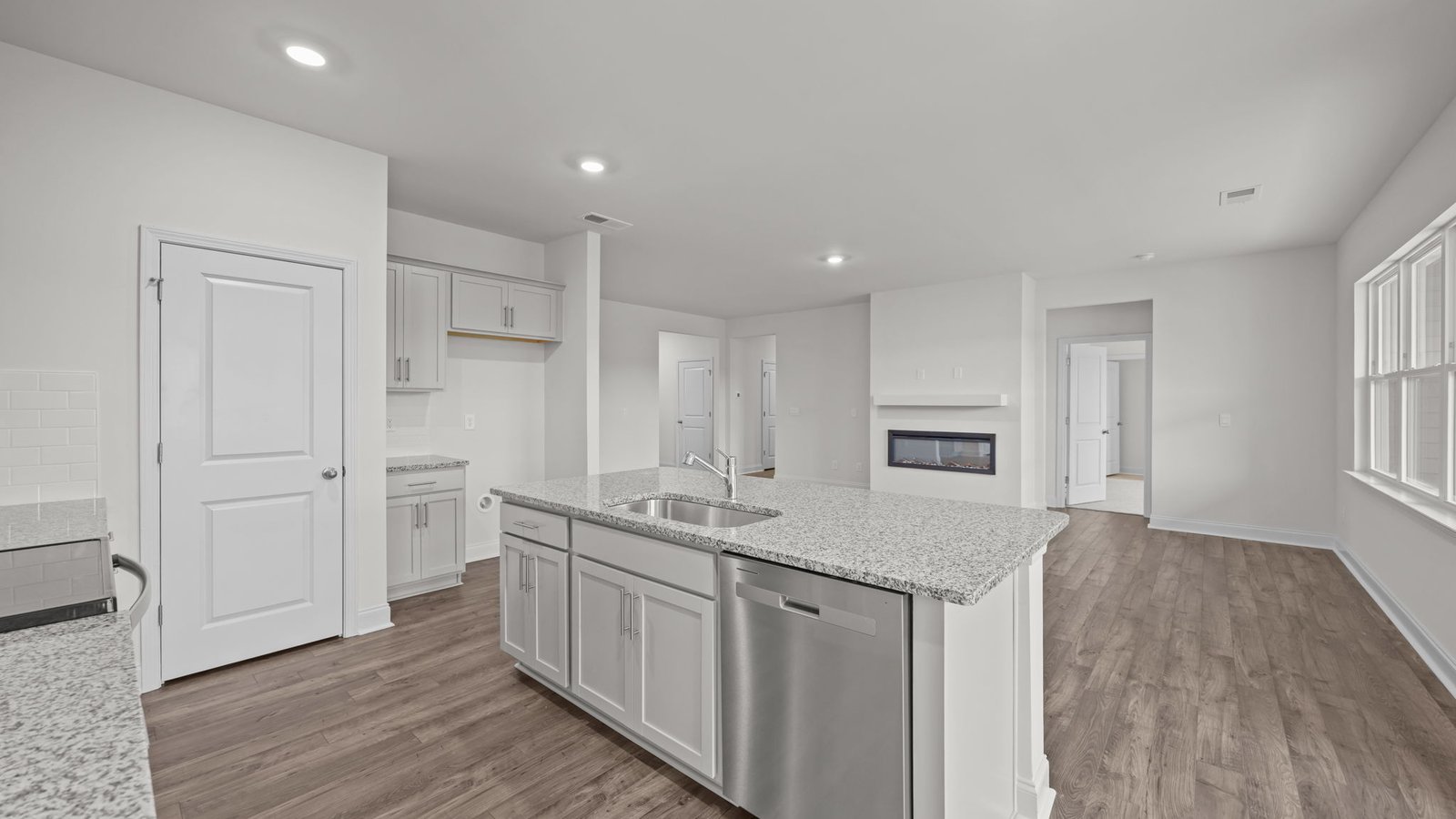 kitchen area with kitchen island
