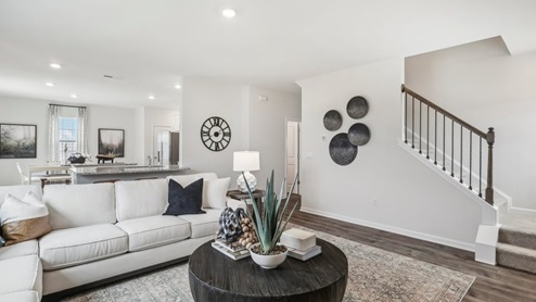 Open living area and kitchen space.