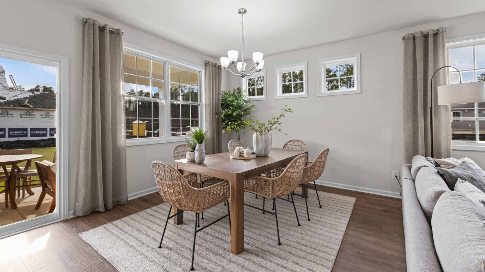 open concept living kitchen and dining area