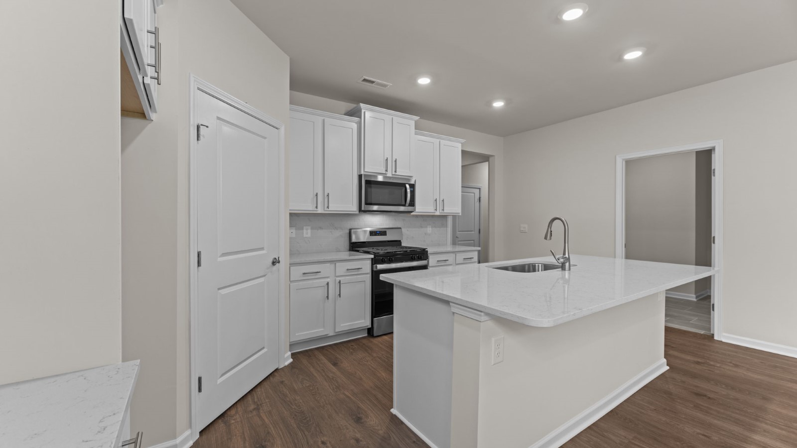 open concept living and kitchen space
