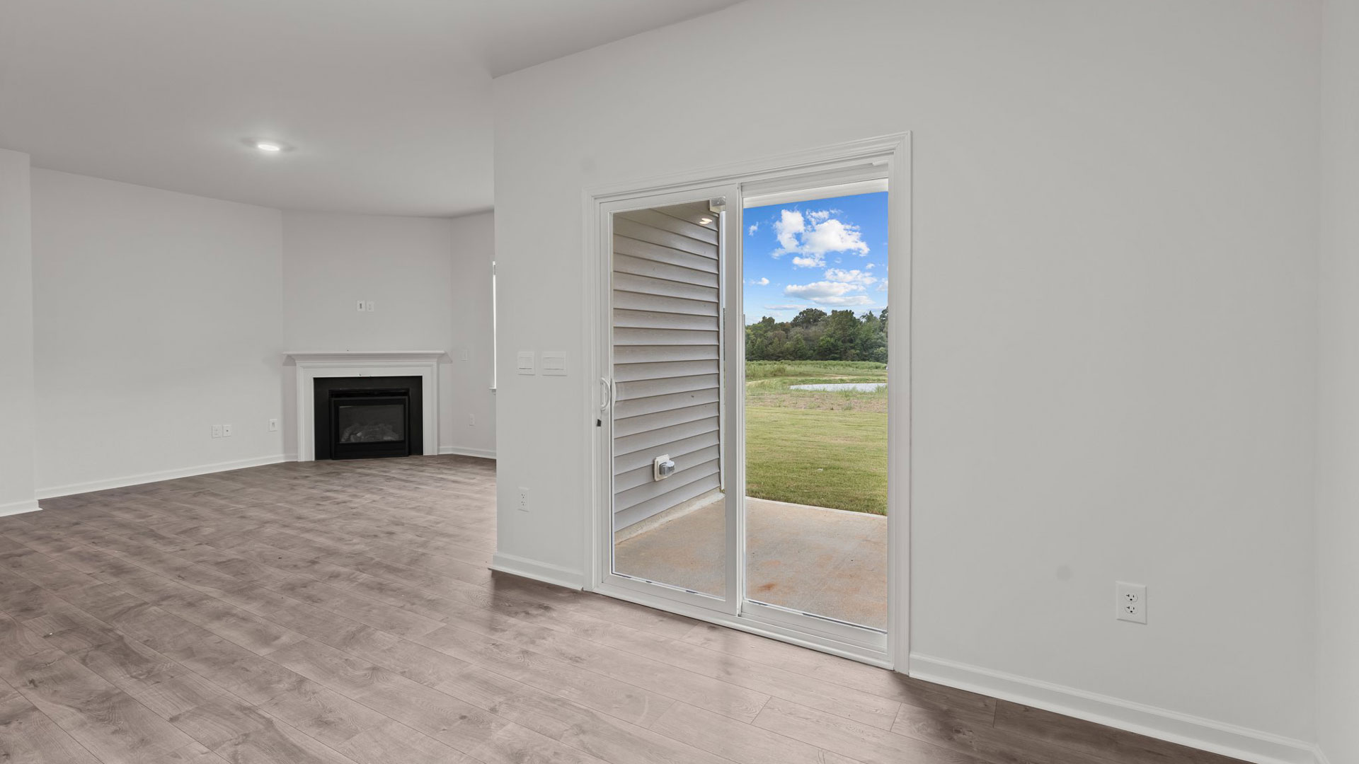 open concept living and dining room