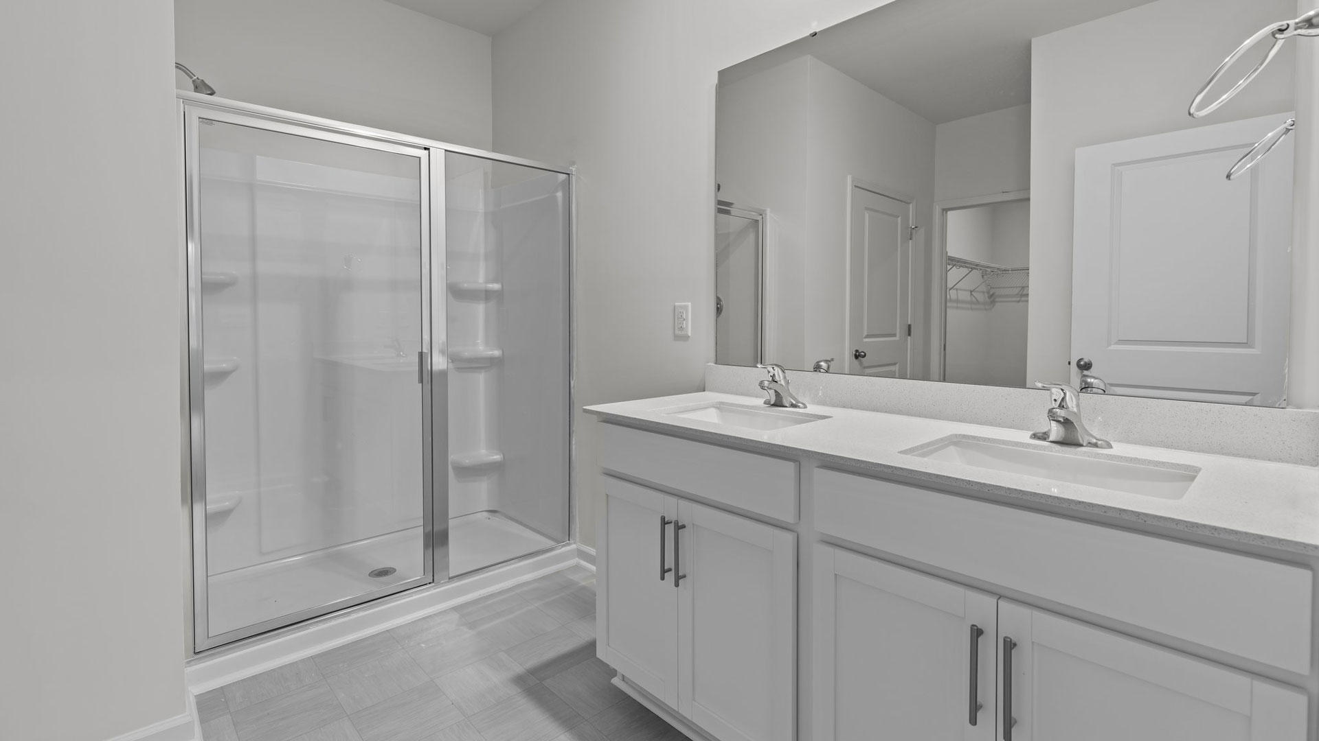 primary bathroom with double vanity