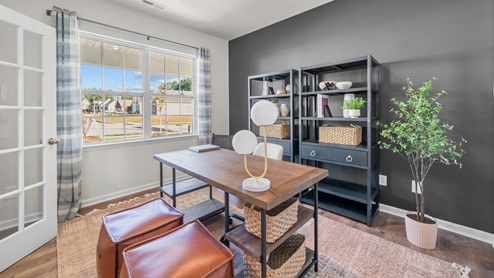 office with double hung french doors