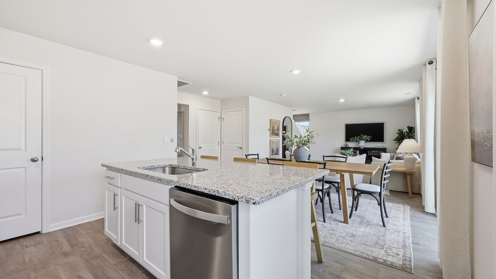 kitchen area with kitchen island