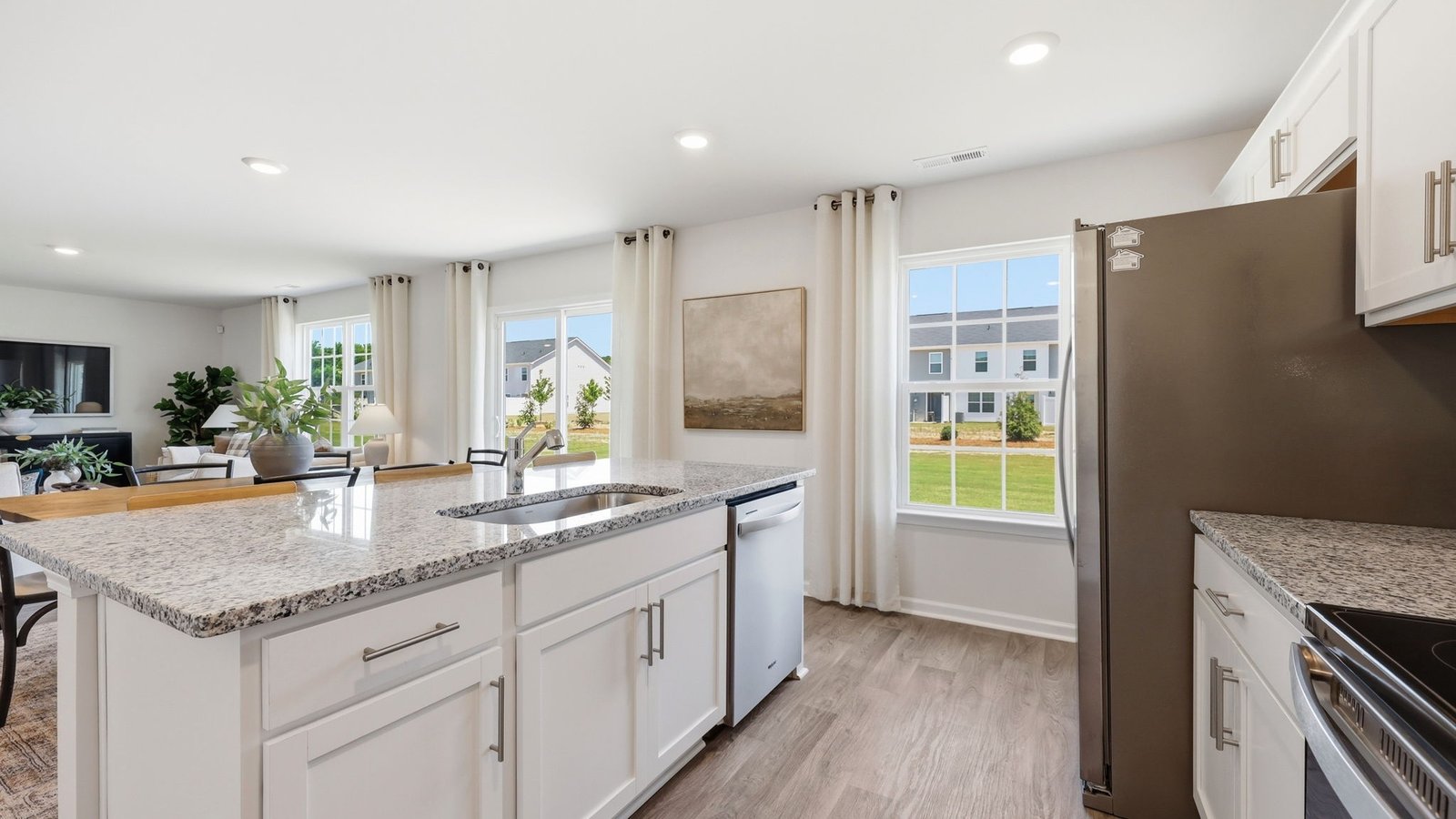 kitchen area with large kitchen island