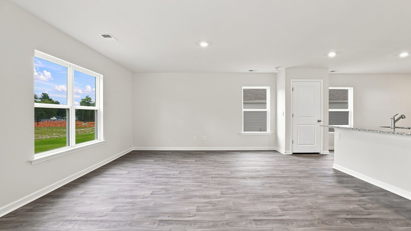 open concept living and dining area