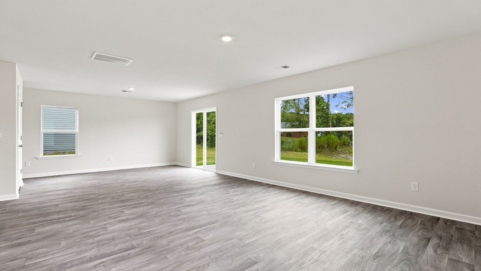 open concept living and dining area