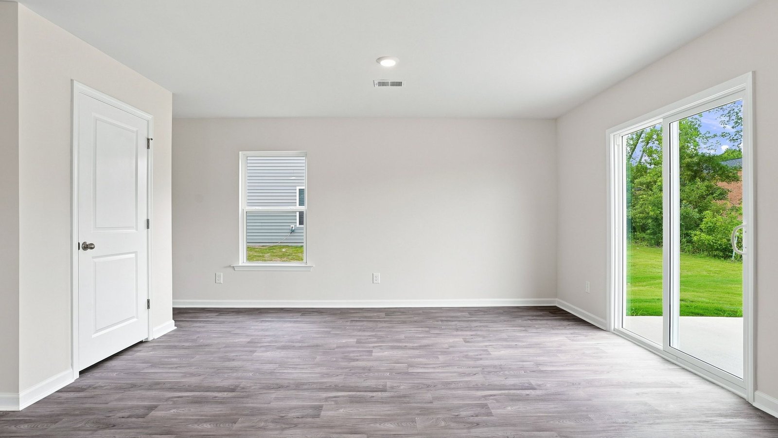 open concept living and dining area