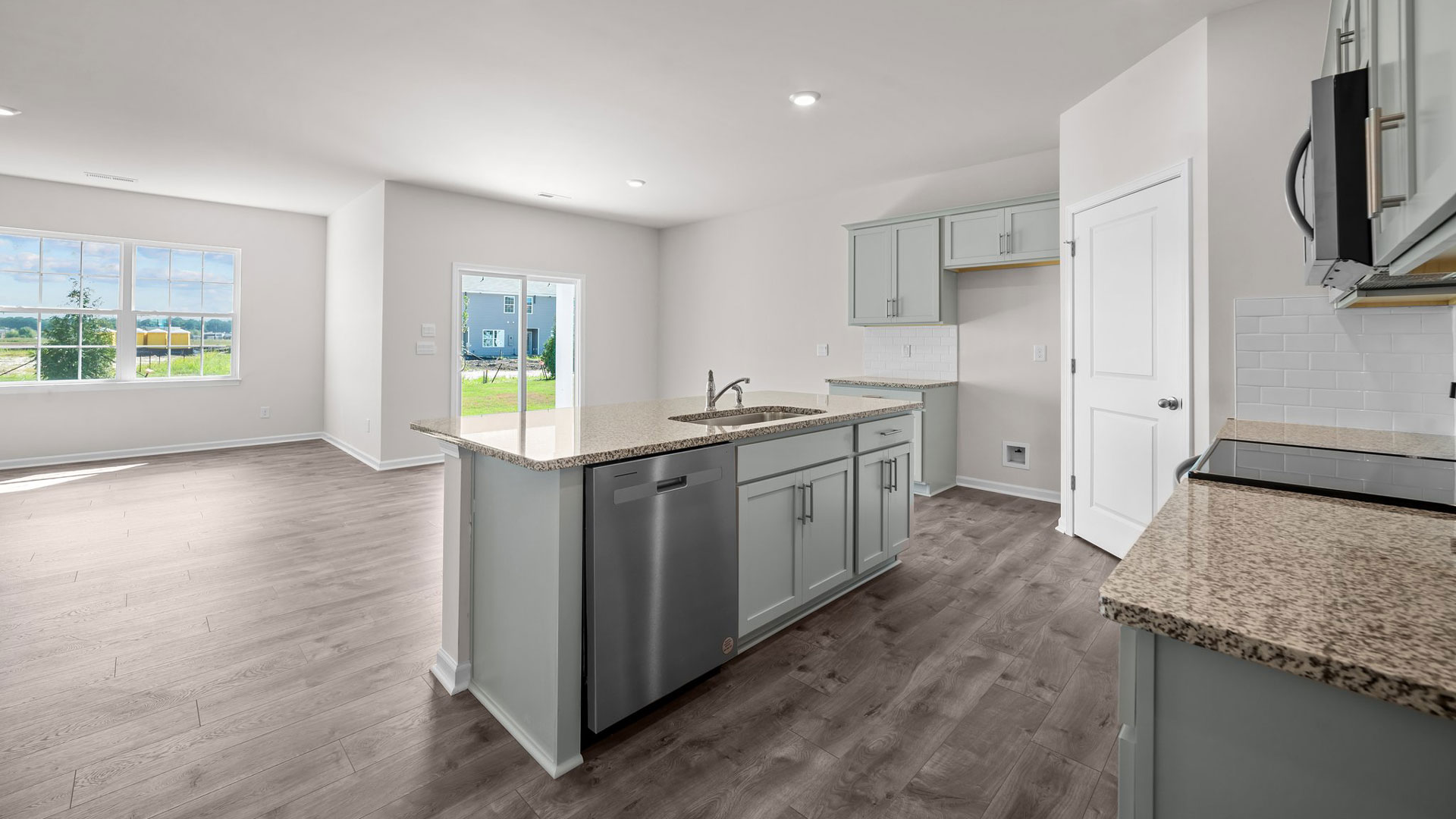 kitchen area with island