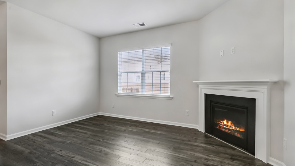 Living area with fireplace