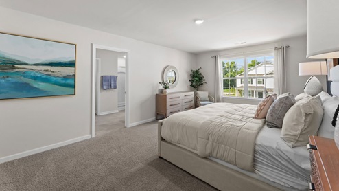 Bedroom with carpet flooring