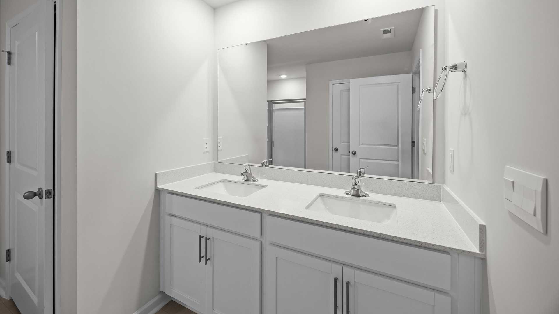 Bathroom with white cabinets