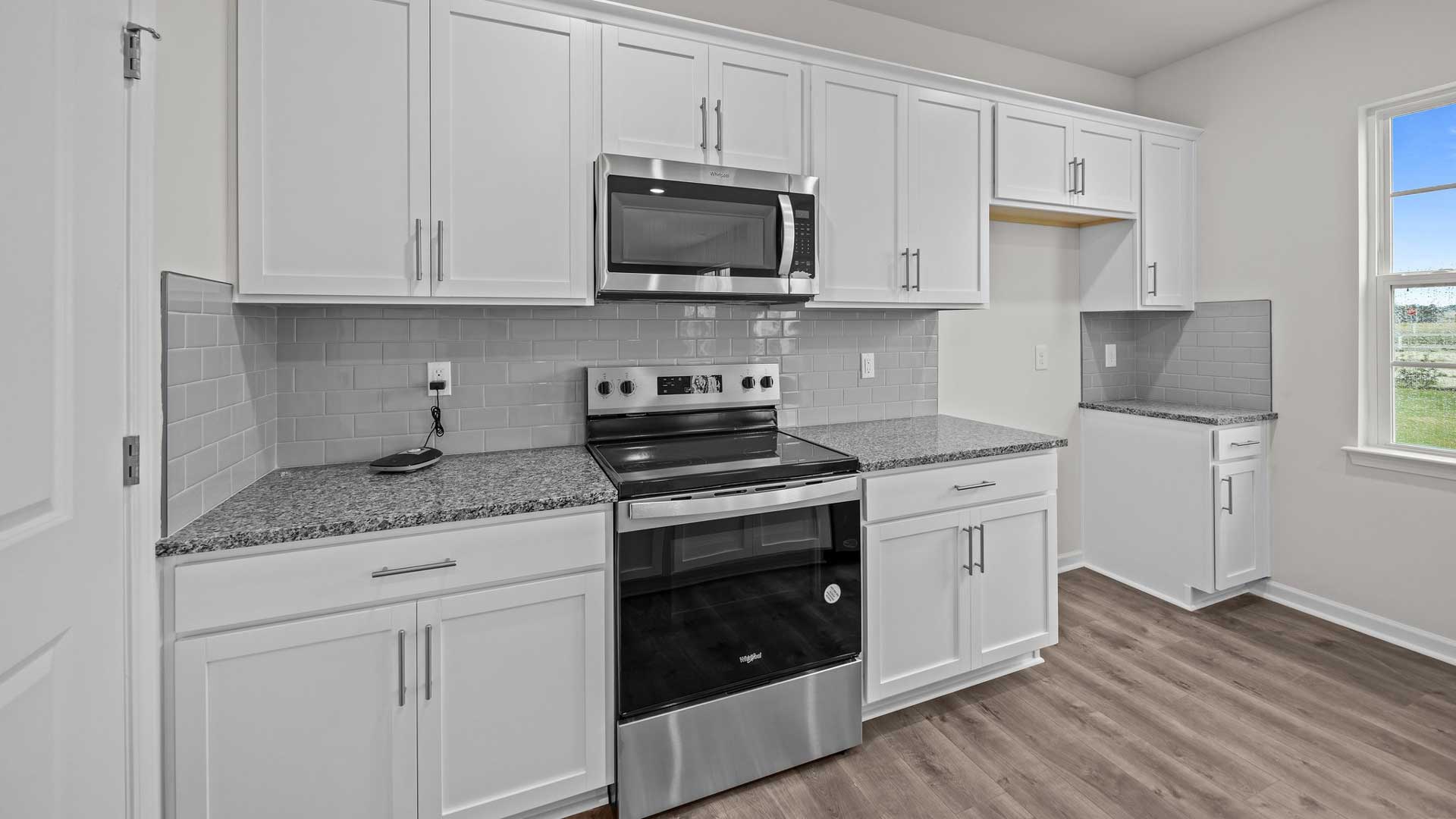 Kitchen with white cabinets