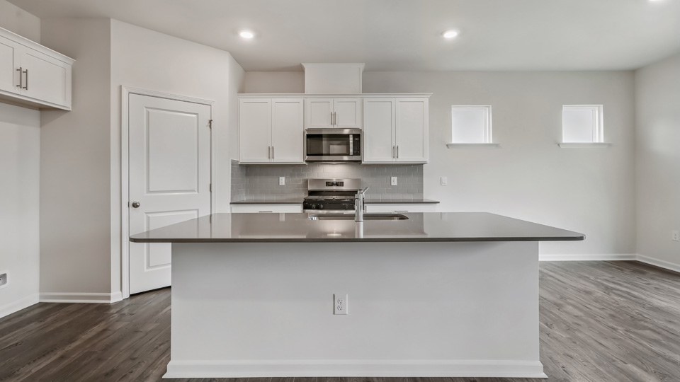 Kitchen with white cabinets
