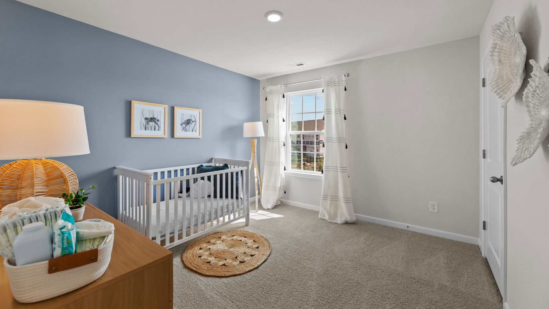 Bedroom with carpet flooring