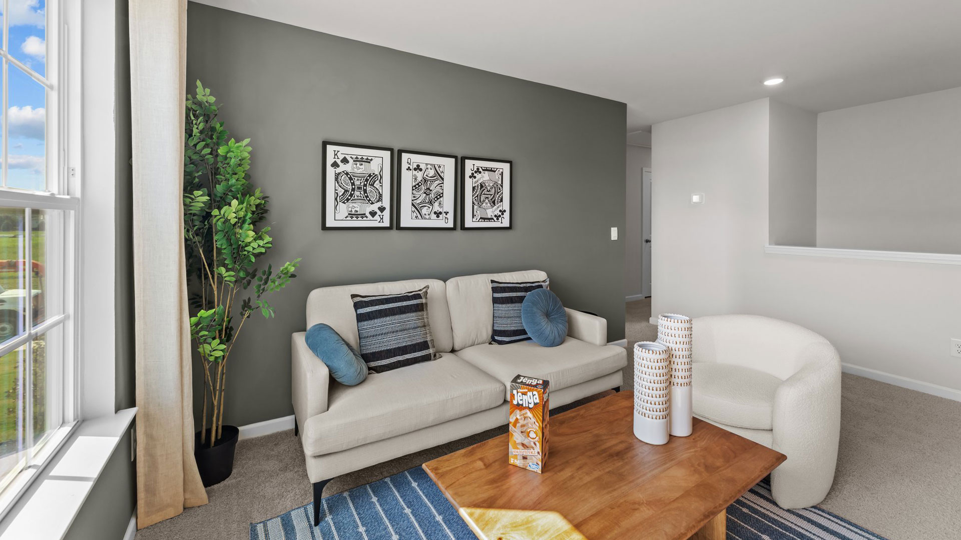 Loft with carpet flooring