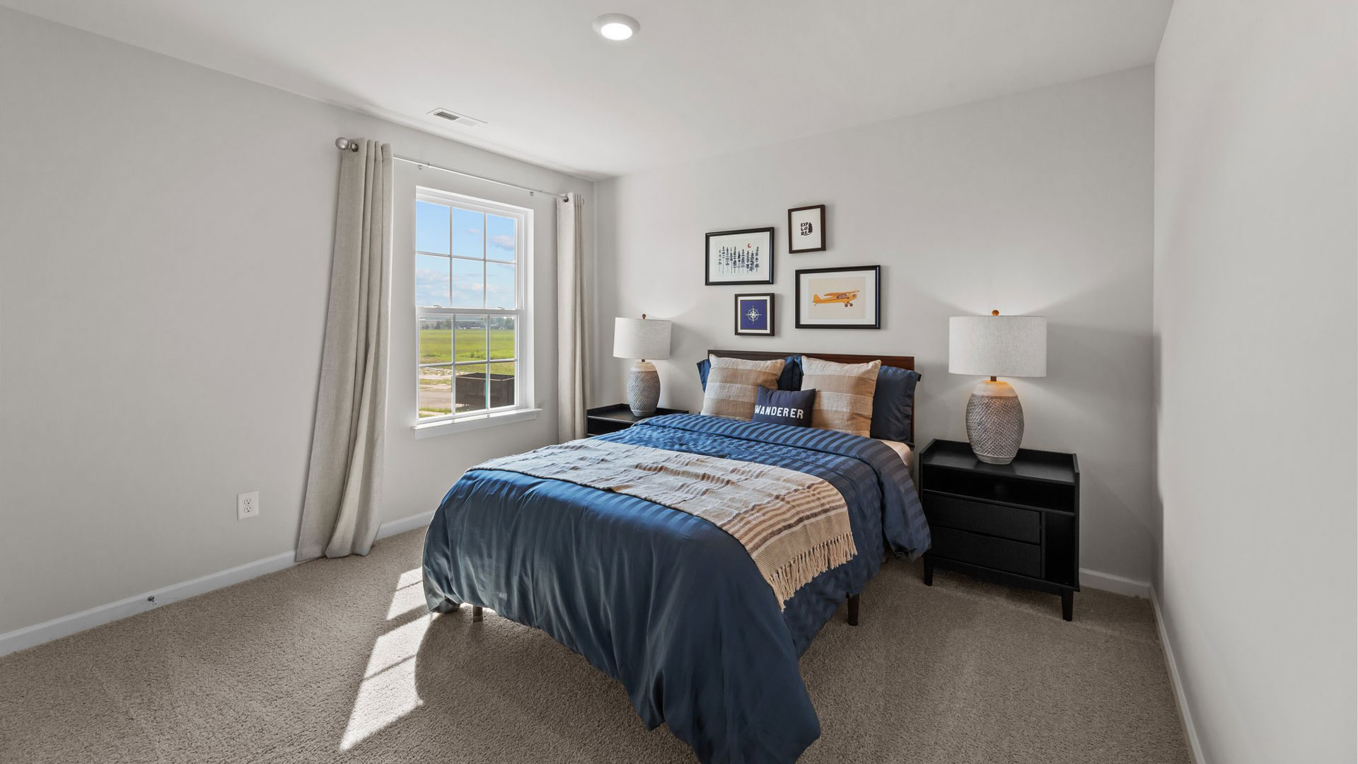 Bedroom with carpet flooring