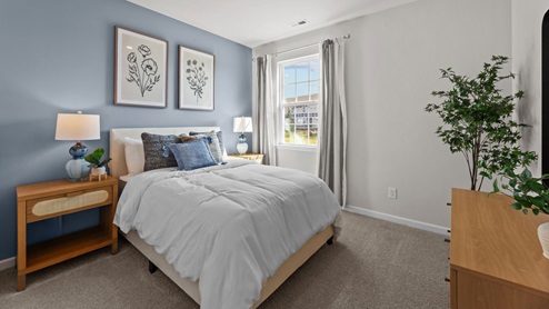 Bedroom with carpet flooring