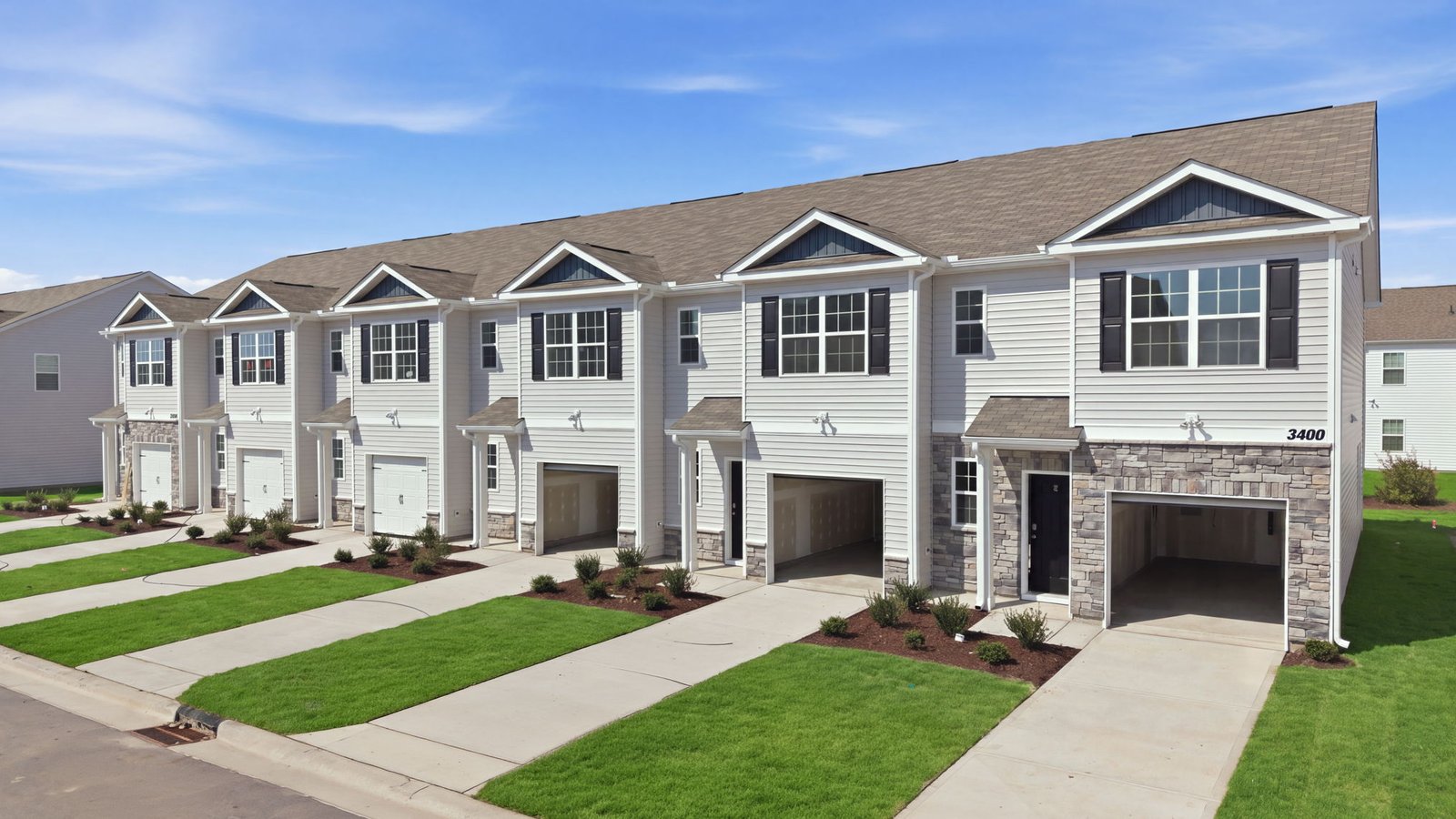 front exterior of two story townhome