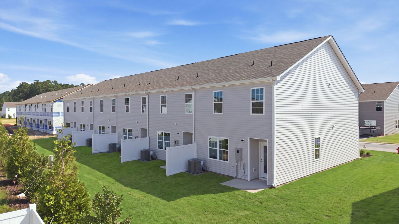 rear exterior of two story townhome