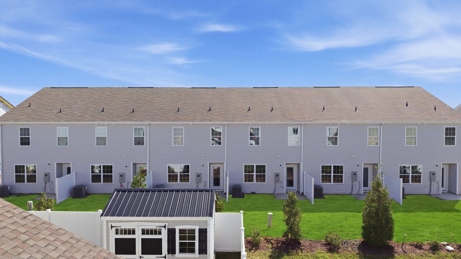 rear exterior of two story townhome