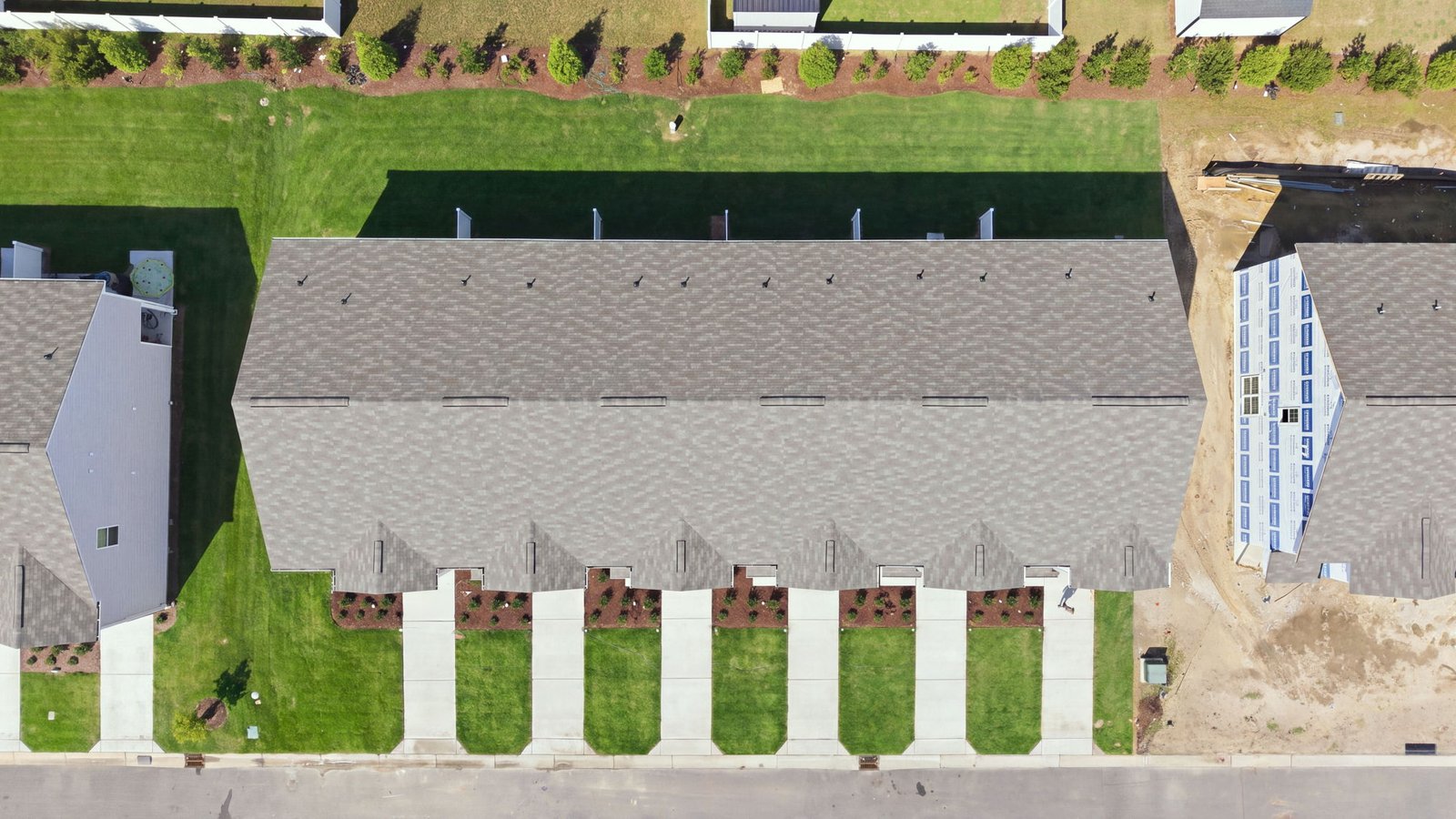 aerial view of two story townhome