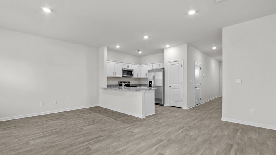 Open-concept living and dining area