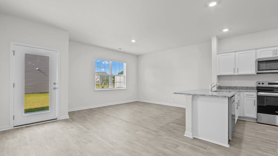 Open-concept living and dining area