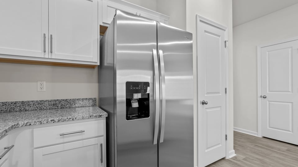 Kitchen with stainless-steel appliances