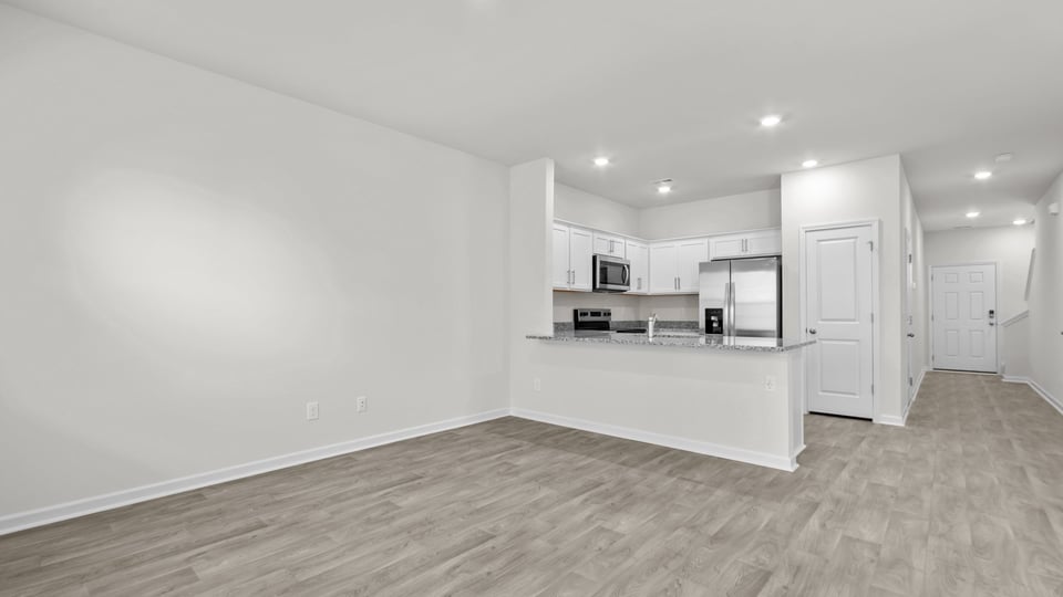 Open-concept living and dining area