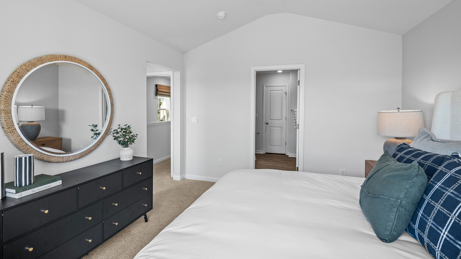 Bedroom with carpet flooring