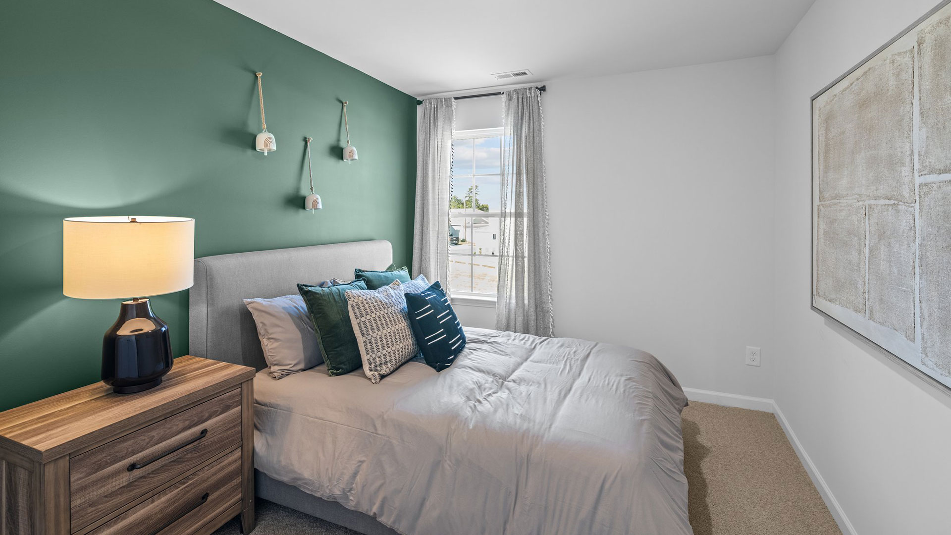 Bedroom with carpet flooring