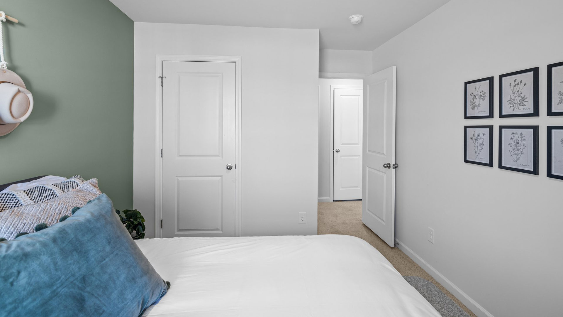 Bedroom with carpet flooring