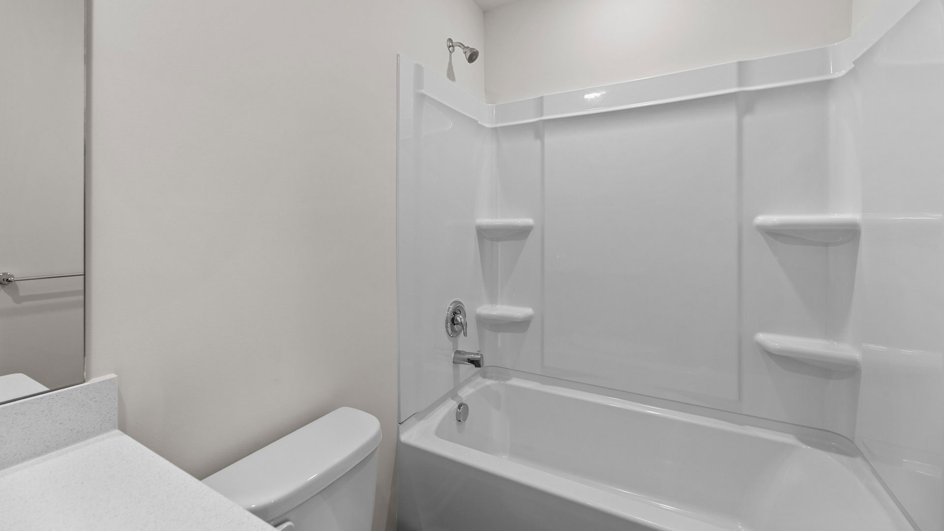 Bathroom with white cabinets