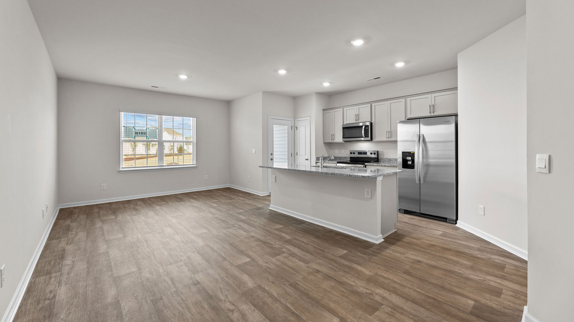 Living area with vinyl flooring
