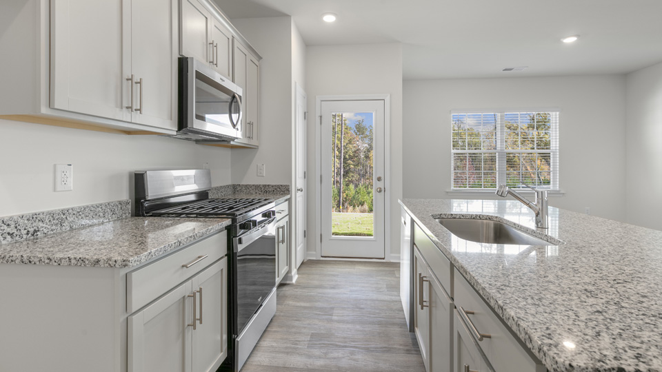Kitchen with grey cabinets