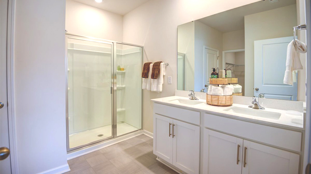 bathroom with a vanity sink, toilet and shower