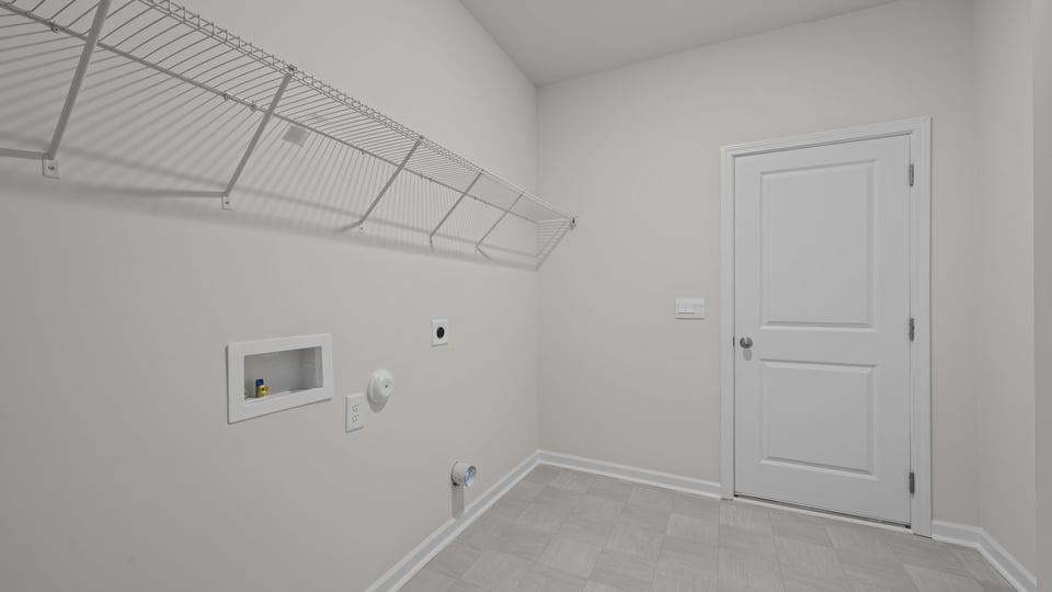 Laundry room with wire shelving