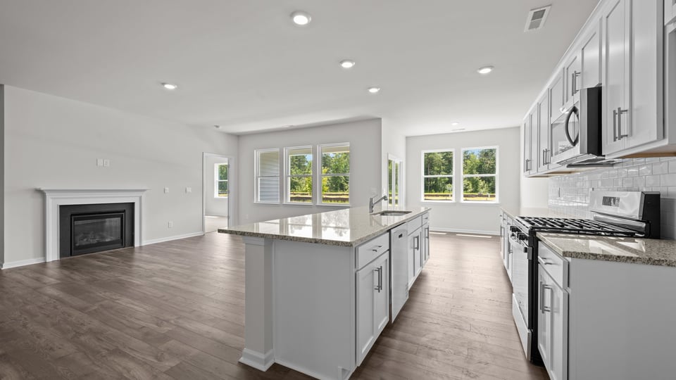 Kitchen with stainless-steel appliances