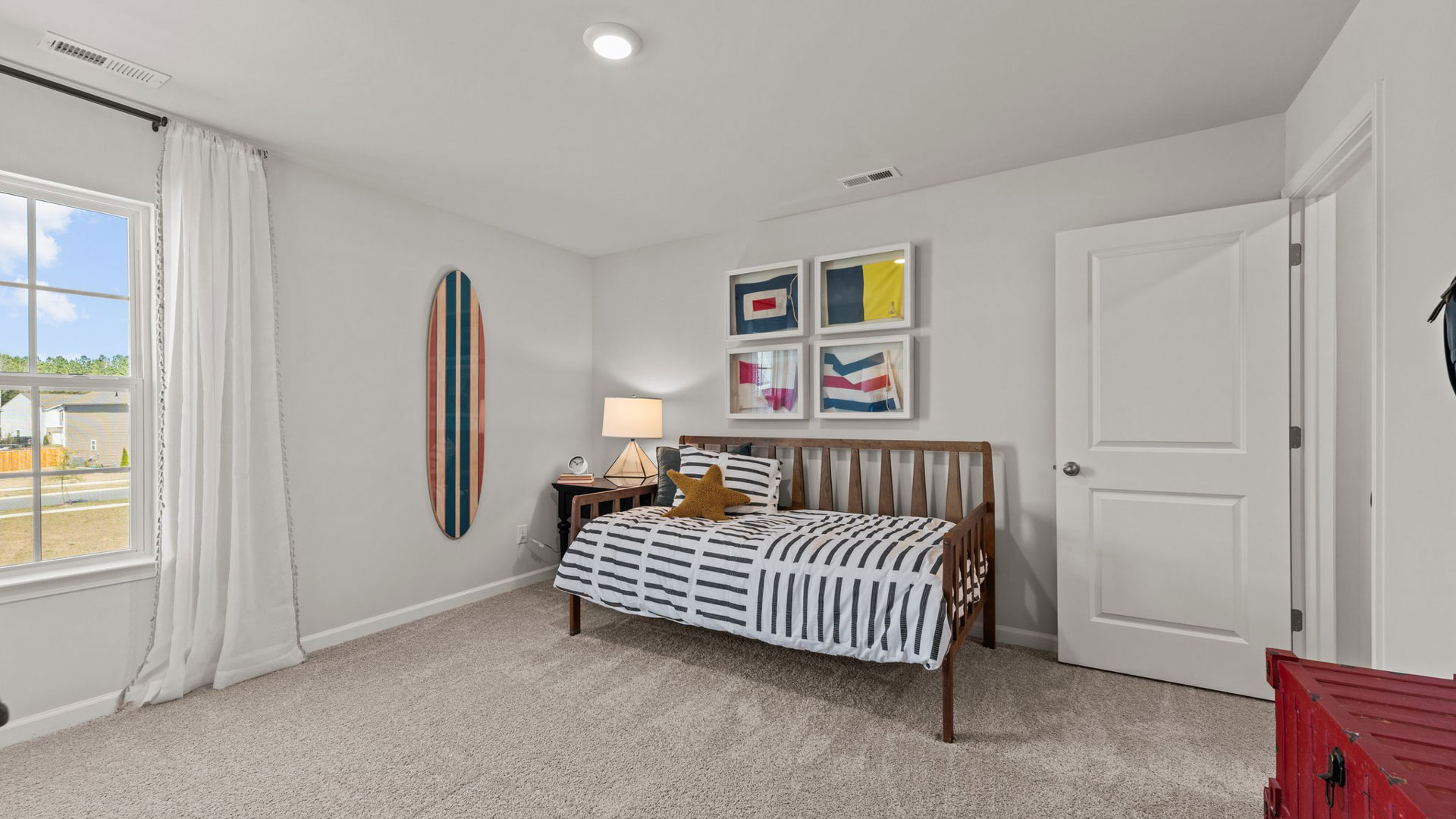Bedroom with carpet flooring