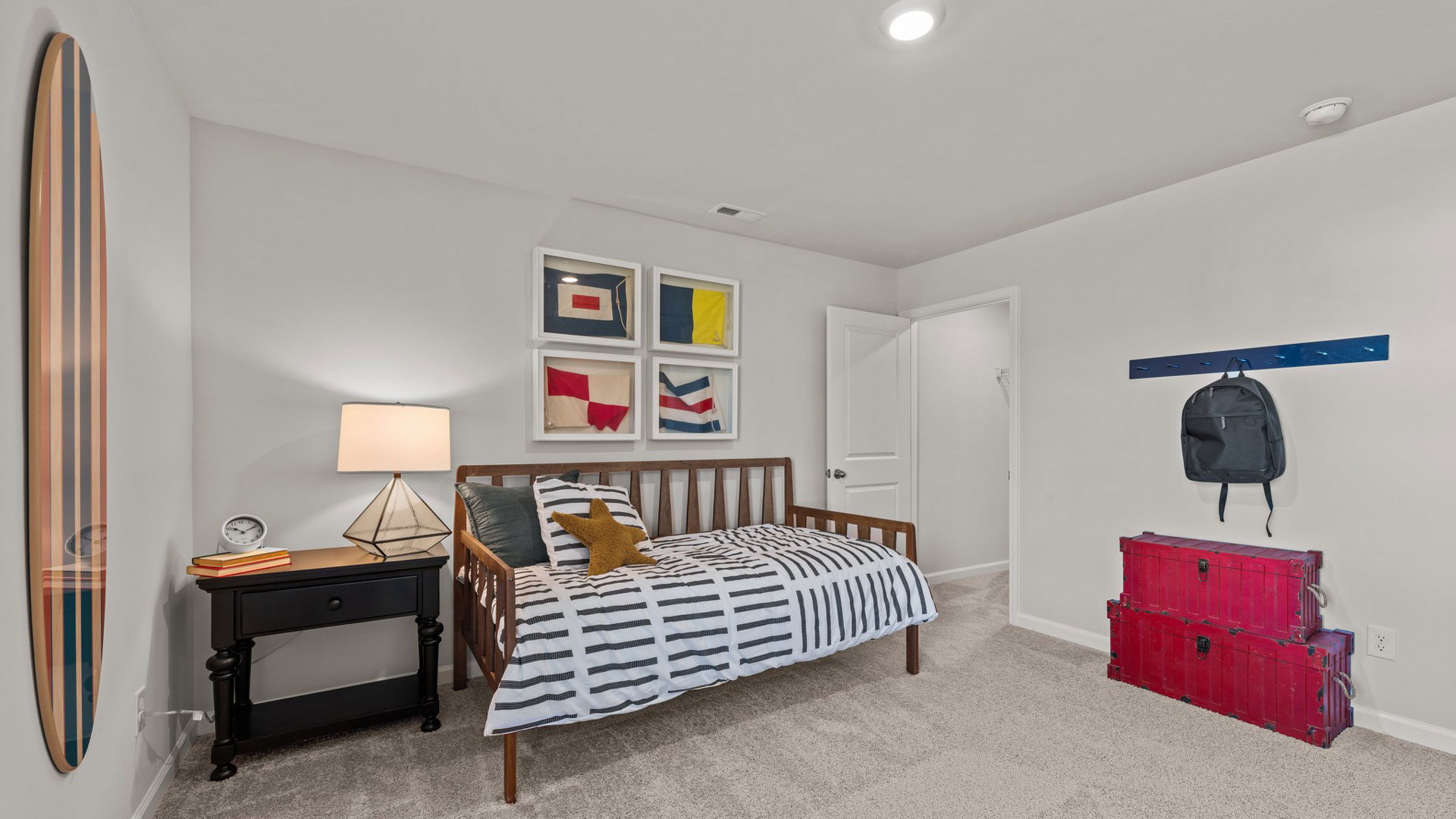 Bedroom with carpet flooring