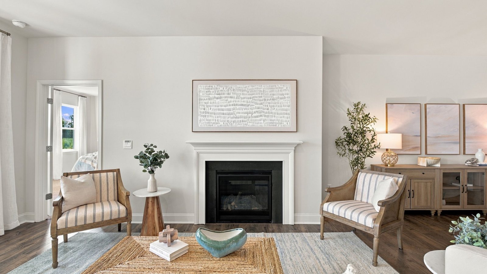 living space with fireplace