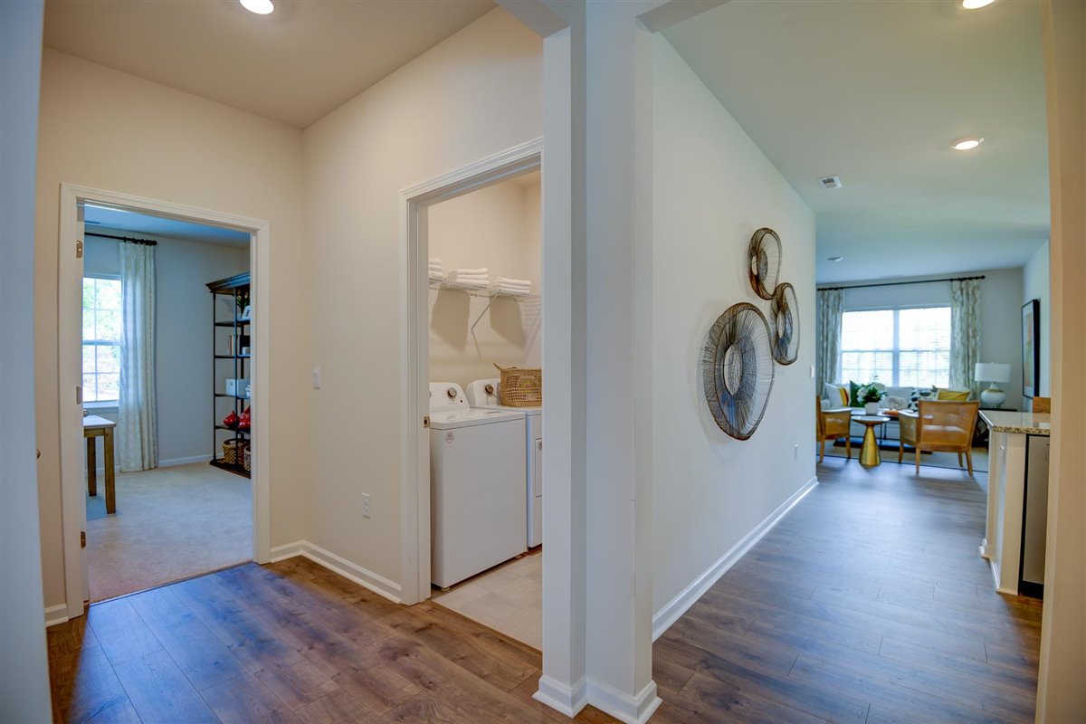 hallway view overlooking the laundry room